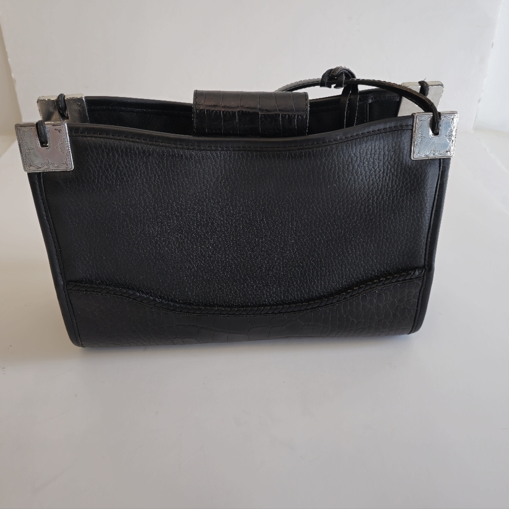 Brighton Vintage Handbag Shoulder Bag Black Brown Croc Leather - Picture 7 of 16